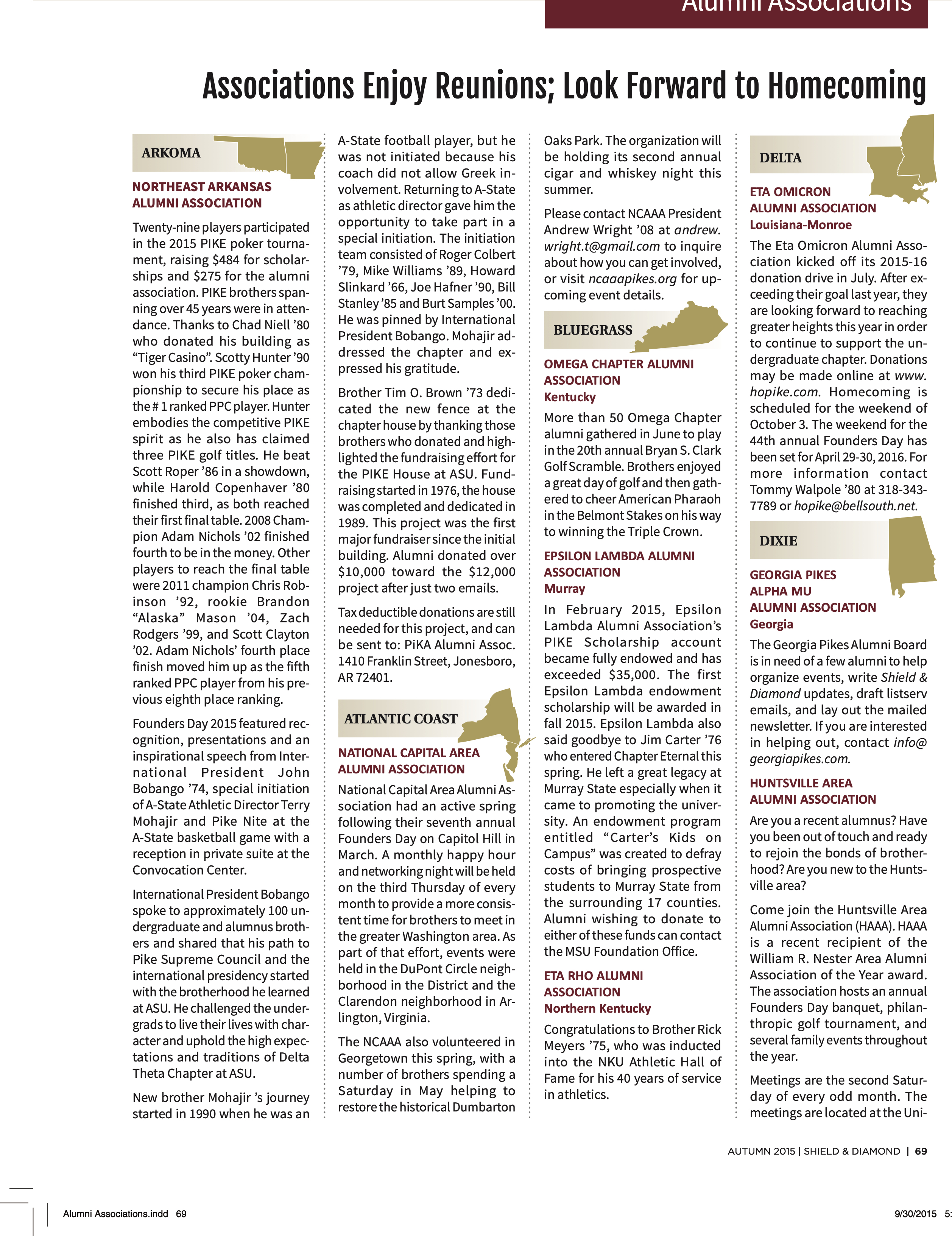 Alumni Associations: Associations Enjoy Reunions; Look Forward To Homecoming